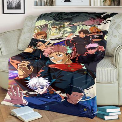 Jujutsu Kaisen Print Warm Blanket Flannel Soft for Bedrooms, Sofas, Beds, Chairs, Picnics, Travel