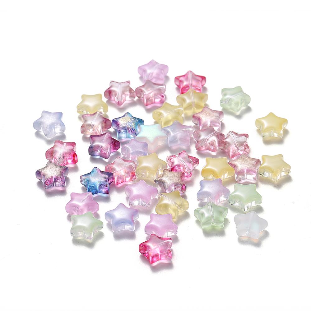 30Pcs 8/9mm AB Color Five-pointed Star Beads Czech Glass Loose Spacer Beads for Jewelry Making Hairpin Handmade DIY Accessories