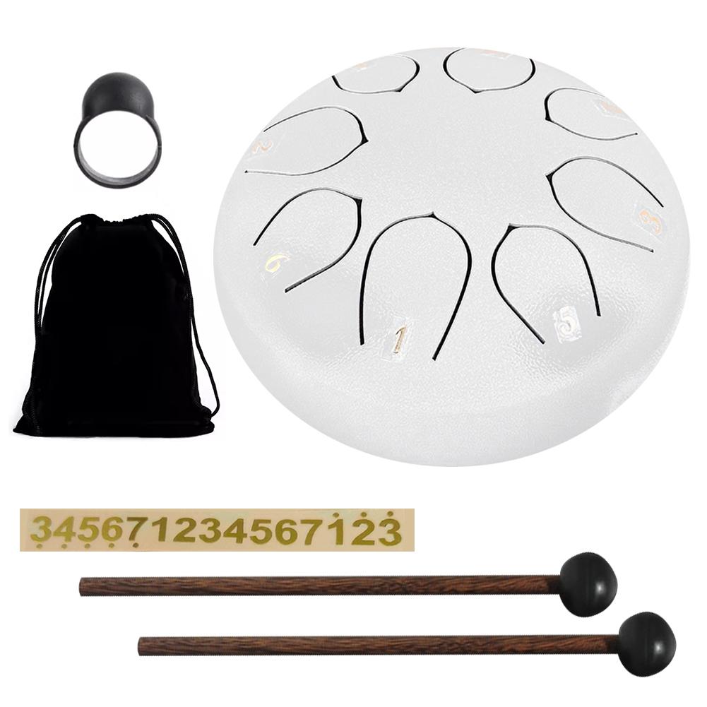 6 Inch 11/8 Notes Handpan Drum with Drum Bag Music Book Drum Mallets Hand Pan Drum for Entertainment Meditation Yoga Zen Gifts