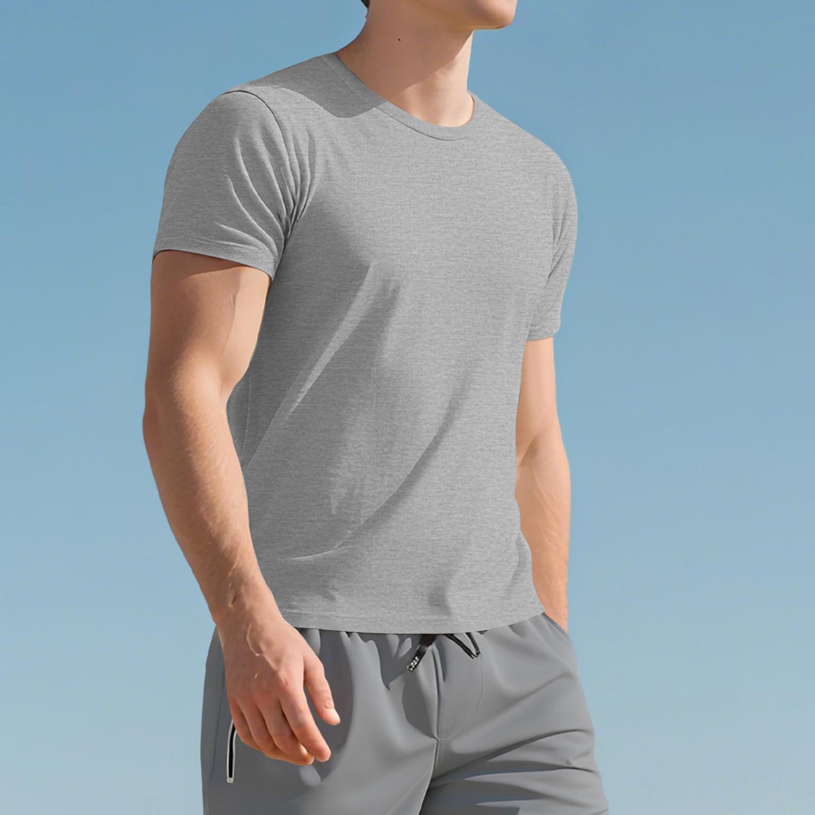 Men s Fitness Casual Breathable Base Sports Running Undershirt Short Sleeves XXXL