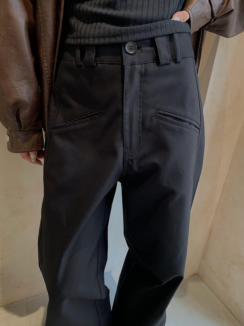 

Повседневные классические брюки для женщин, индивидуальный дизайн, широкие брюки с высокой талией, женские брюки L чёрный