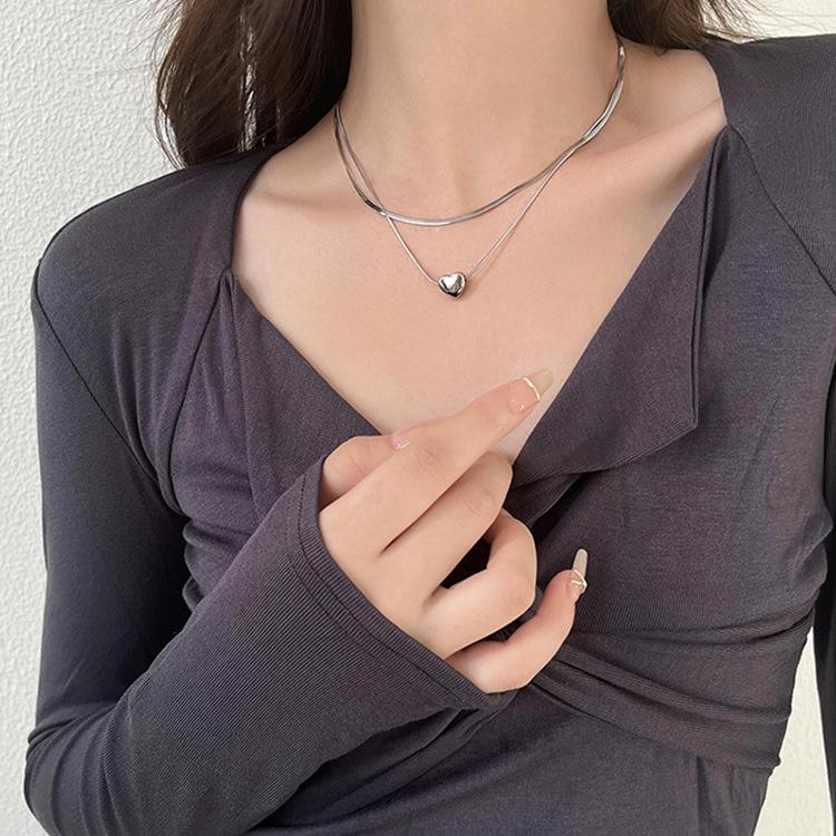 Double-Layered Love Snake Bone Necklace for Women - 2024 Summer Fashion, Japanese & Korean Style Versatile Clavicle Chain.