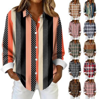 Women's Shirt Blouse Christmas Print Button Long Sleeve Casual Basic Shirt Collar Regular Top