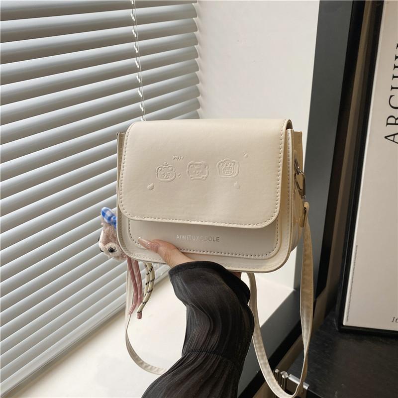 

Bag women s new trend texture niche simple fashion versatile single shoulder crossbody small square bag Without pendant белый