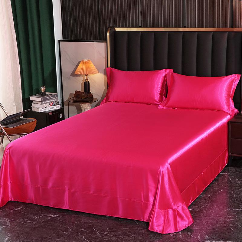 Washable Silk Fitted Sheet Set with Satin Pillowcase & Double Duvet Cover