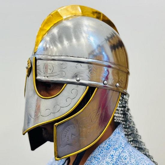 Wikinger Kettenhemd Helm Mittelalterlicher Ritter Cosplay Rüstungshelm Nordisch Messing Halloween Kostüm Geschenk