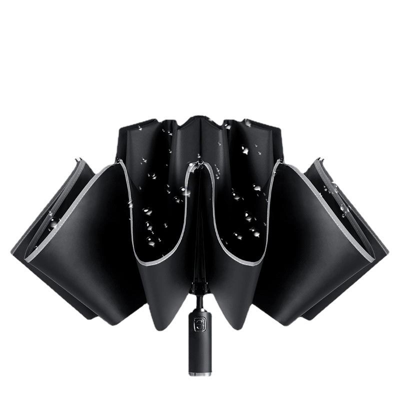 New Auto Folding Reflective Edged Reverse Umbrella with Logo Print