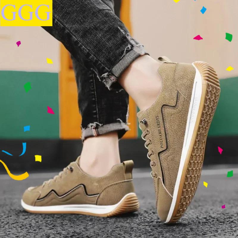 

Men s Casual Sneakers Sports Shoes for Men 2024 Spring Autumn Lace-up Men s Outdoor Sport Jogging Shoes Retro Vulcanized Shoes 44 чорний