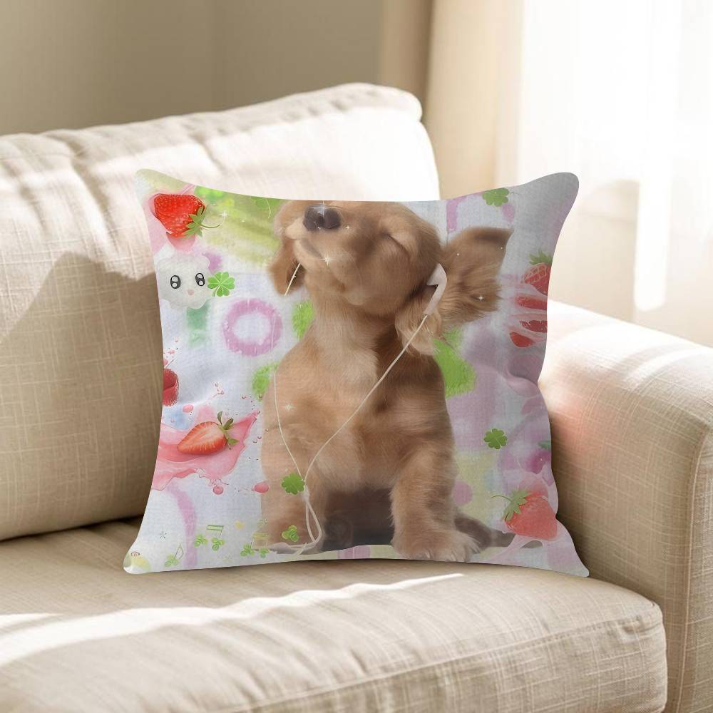 Cute Dreamy Pink Blue Puppy Animals Pillow Cushion Cover Pillowcase Living Room Sofa Home Decor Customized