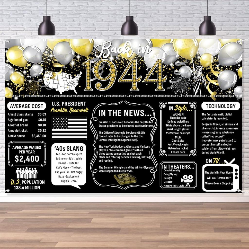 50th Birthday Black Gold Party Decoration Back In 1976 Backdrop Large Banner Birthday Party Poster Supplies Vintage 1976 Photography Background for