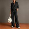 Women's Casual Half Zip Pullover Sweater and Wide Leg Pants Two Piece Set Lightweight Knit Loungewear Tracksuit for Everyday Wear