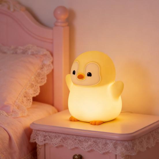 Penguin Baby Night Light USB Rechargeable LED Touch Lamp with Dimmable Glow Cute Bedside Lamp for Kids Adults Fun Novelty Gift for Home Decor