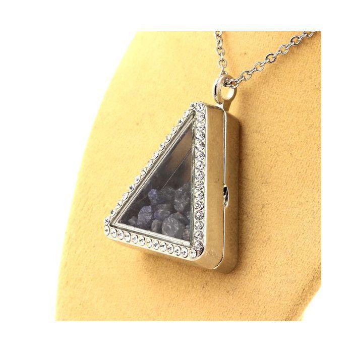 Pierres et Minéraux. Collier Saphir brut. Modèle triangle.