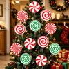 Reusable Outdoor Christmas Ornaments 12Pcs Candy Yard Stakes, Hollow Board Garden Decor with Metal Spikes, Easy Install Lawn Signs Red White Green for