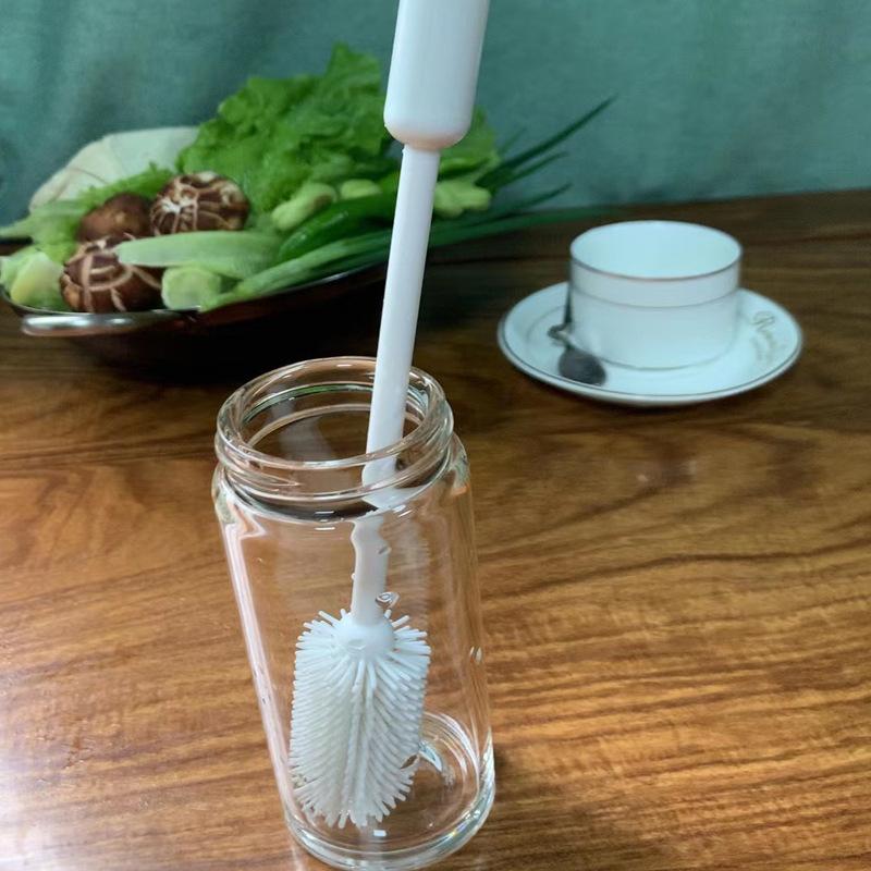 Silicone Cup Brush with Long Handle 360-Degree Rotating Cleaning Brush for Bottles Cups Reusable Multi-Purpose Kitchen Cleaning Tool