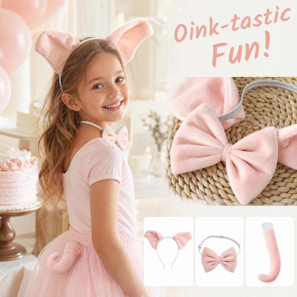 Ears Headband Tie Tail 3-Piece Party Costume Accessories Set