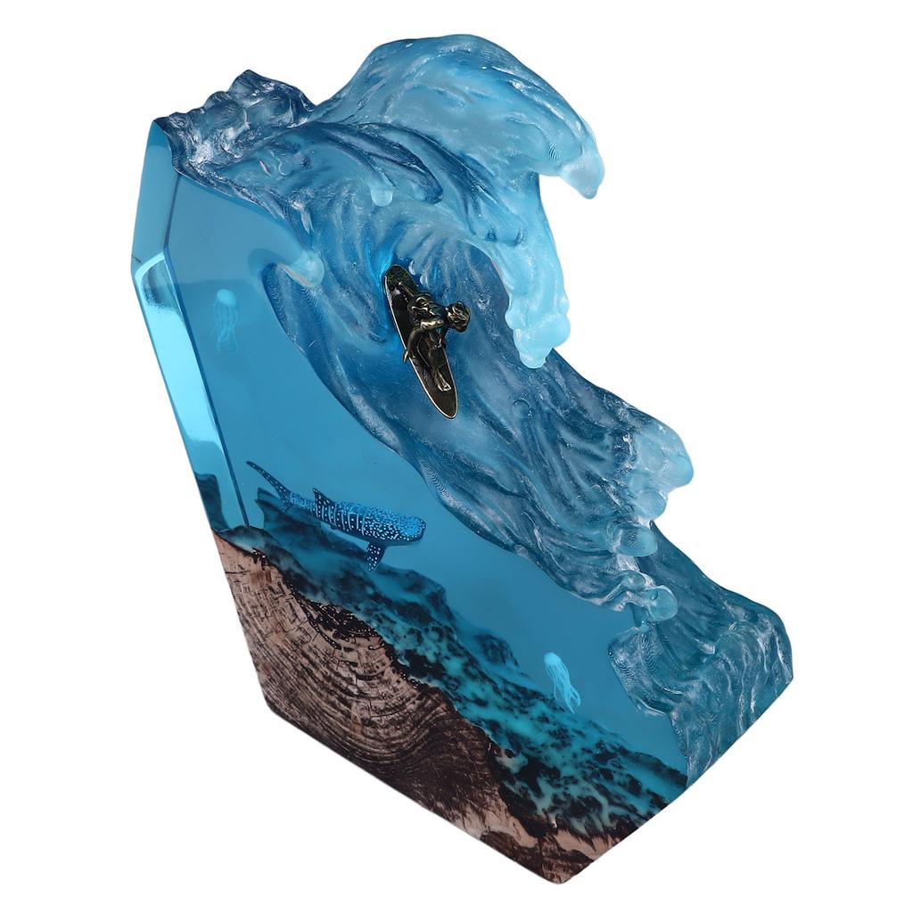 Desktop Sea Wave Decoration Delicate Resin Lamp Night Light for Bedroom Office Birthday Anniversary