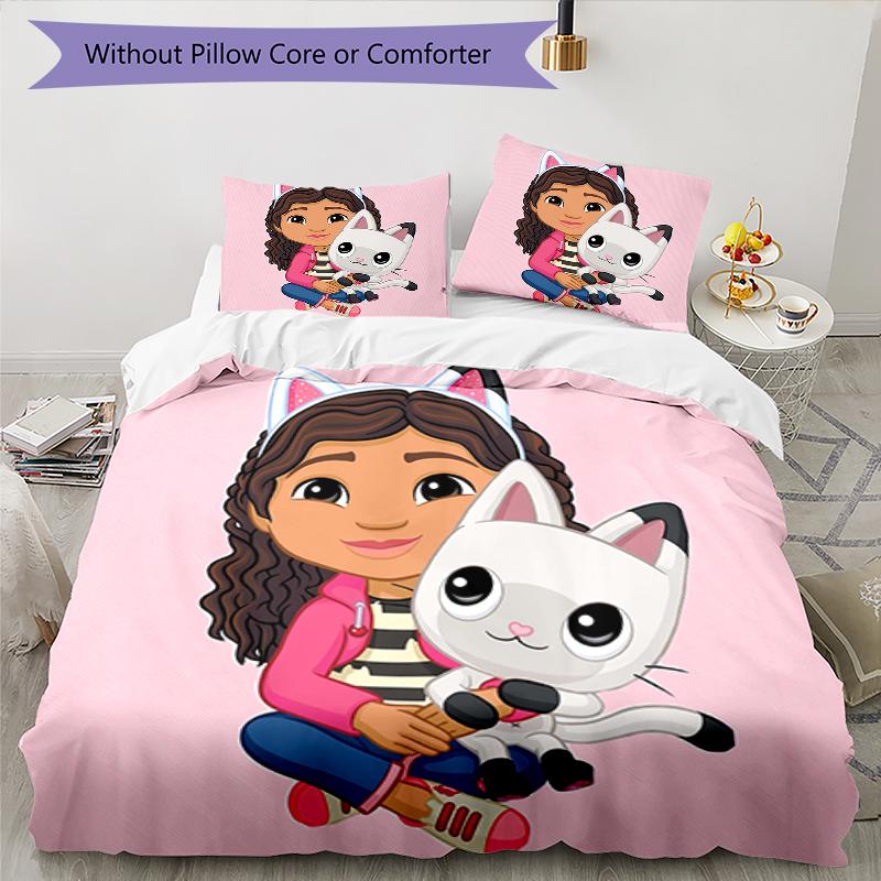 3pcs Gaby's Bubble House3 Design Cover Set - HD Printed Bedding with 1 Cover and 2 Pillowcases - Perfect for Home and Dorm Decor