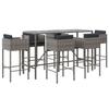 VidaXL Ensemble de bar de jardin 7 pcs avec coussins gris poly rotin, ensemble de table de bar, table et chaise de bar, 3200653