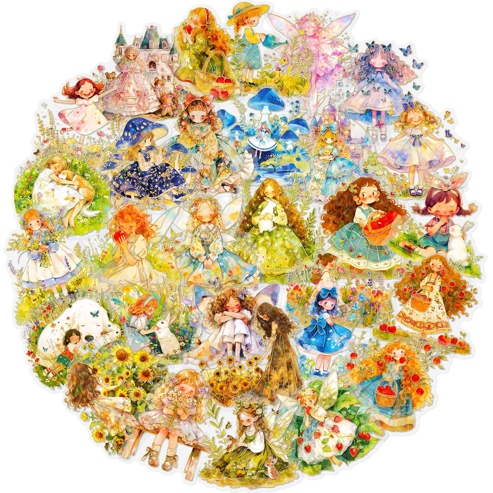 

30-120 листов высококачественной серии Fairy Tale, прозрачной бронзирующей лазерной водонепроницаемой наклейки, декоративной наклейки для домашних животных