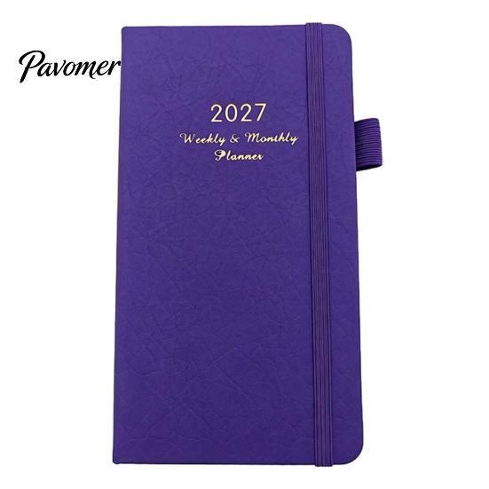 Pocket Planner 2027 Daily Notebook, Retro PU Leather Cover with Pen Weekly And Monthly Organizer Holder Planner, Compact for Business Travel Schedule