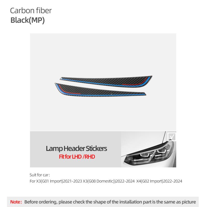 For BMW X3 G01 G08 -2024 X4 G02 Carbon Fiber Headlights Eyebrow Eyelids Sticker Strip Performance Decoration Car Accessories
