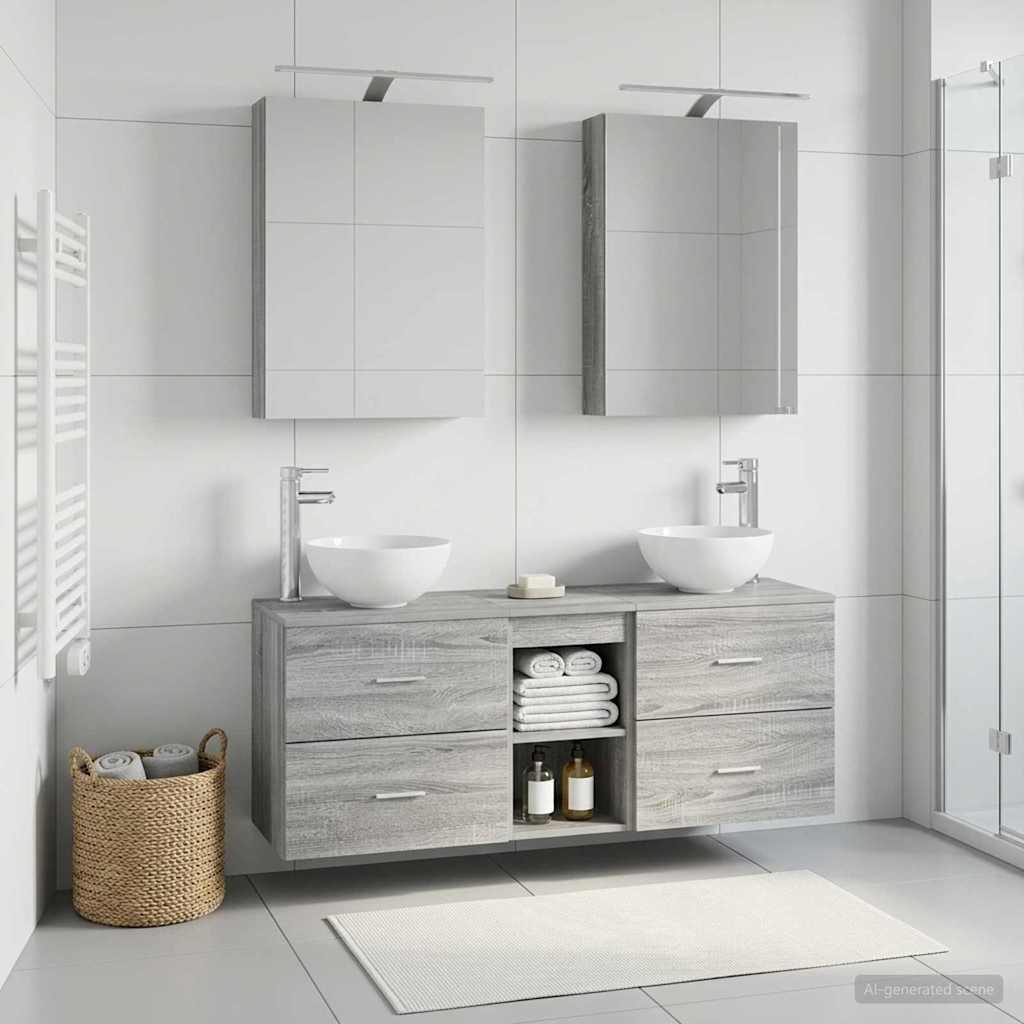 Bathroom Cabinet Set 5 Pcs Grey Sonoma 50 X 14.5 X 70 Cm