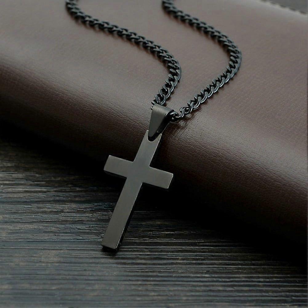 Stainless Steel Cross Pendant Men Women Chain Necklace Religious Jewelry