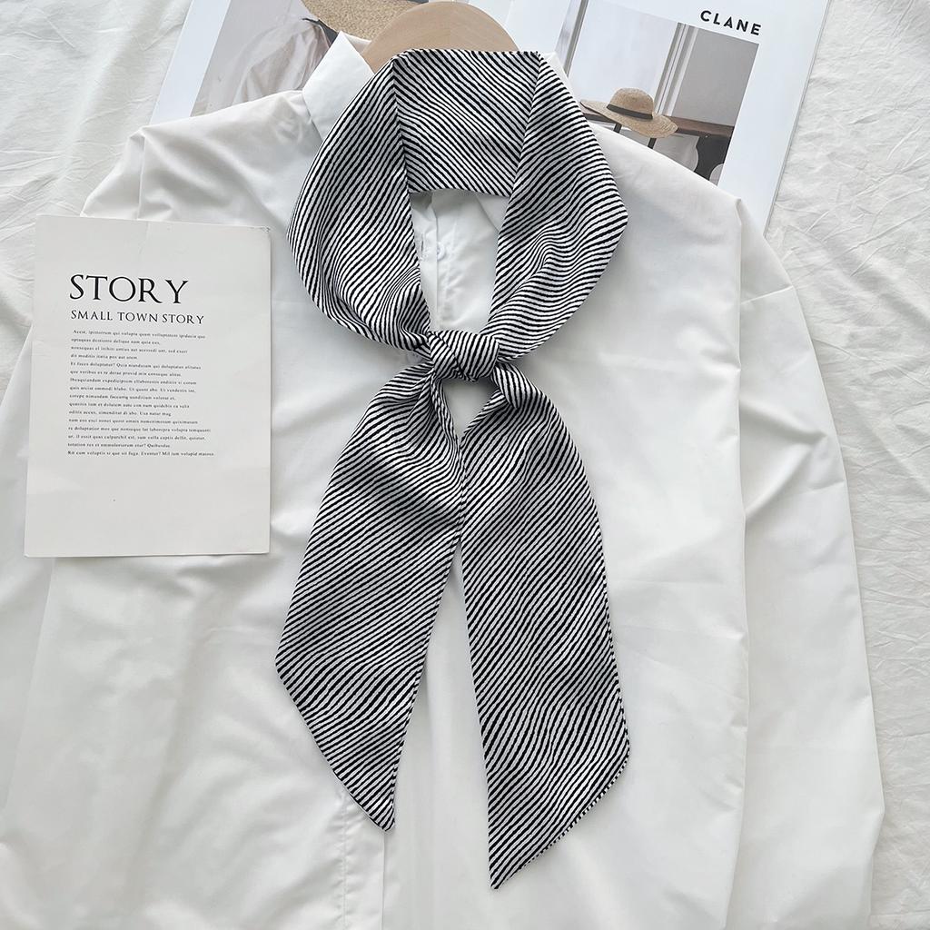 Spring With Professional Shirt Scarf, Foreign Style Decorative Bag, Tied Hair Ribbon, Long Silk Scarf