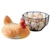Retro Realistic Hen Hatching Egg Storage Basket With Lid Metal Storage Holder Kitchen Decoration Ornament For Fruit Snack