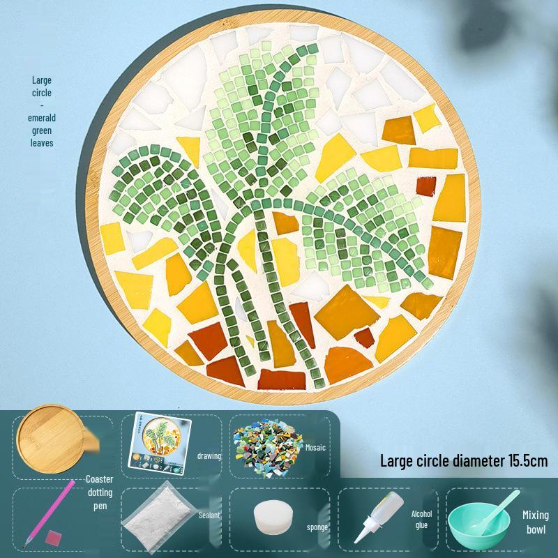 DIY Large Mosaic Coaster Kit: Creative Glass Sticker Pack for Adults & Kids