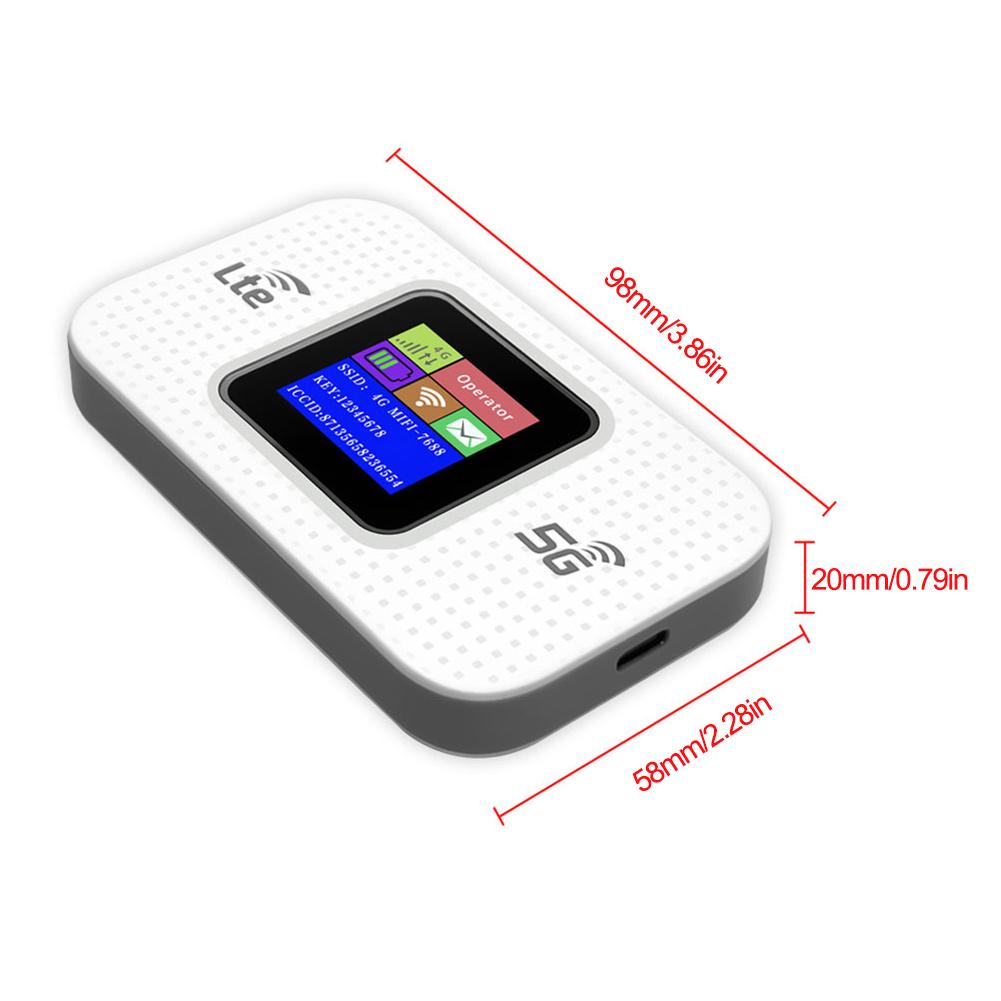 4G LTE Wireless WiFi Router 150Mbps Hotspot with SIM Card Slot (White LCD)