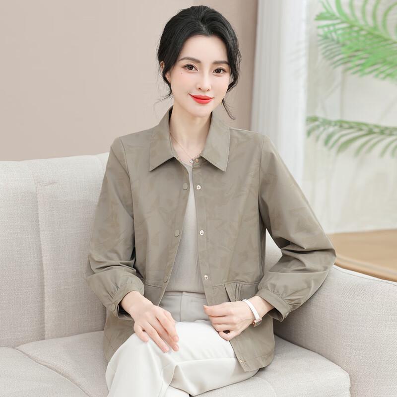 Mid-Aged Women's Lightweight Casual Shirt Jacket