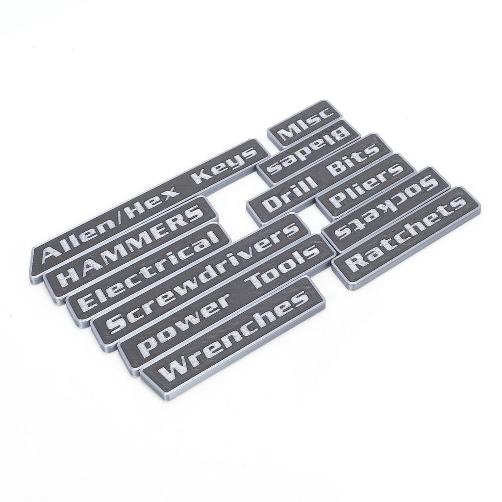 12pcs Magnetic Toolbox Labels Reusable 3D Printed Toolbox Drawer for Steel Tool Boxes Cart Drawers Cabinets