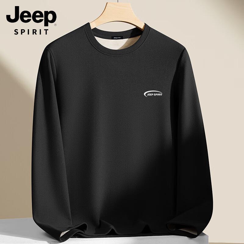 JEEP SPIRIT Men's Winter Fleece-Lined Round Neck Sweater