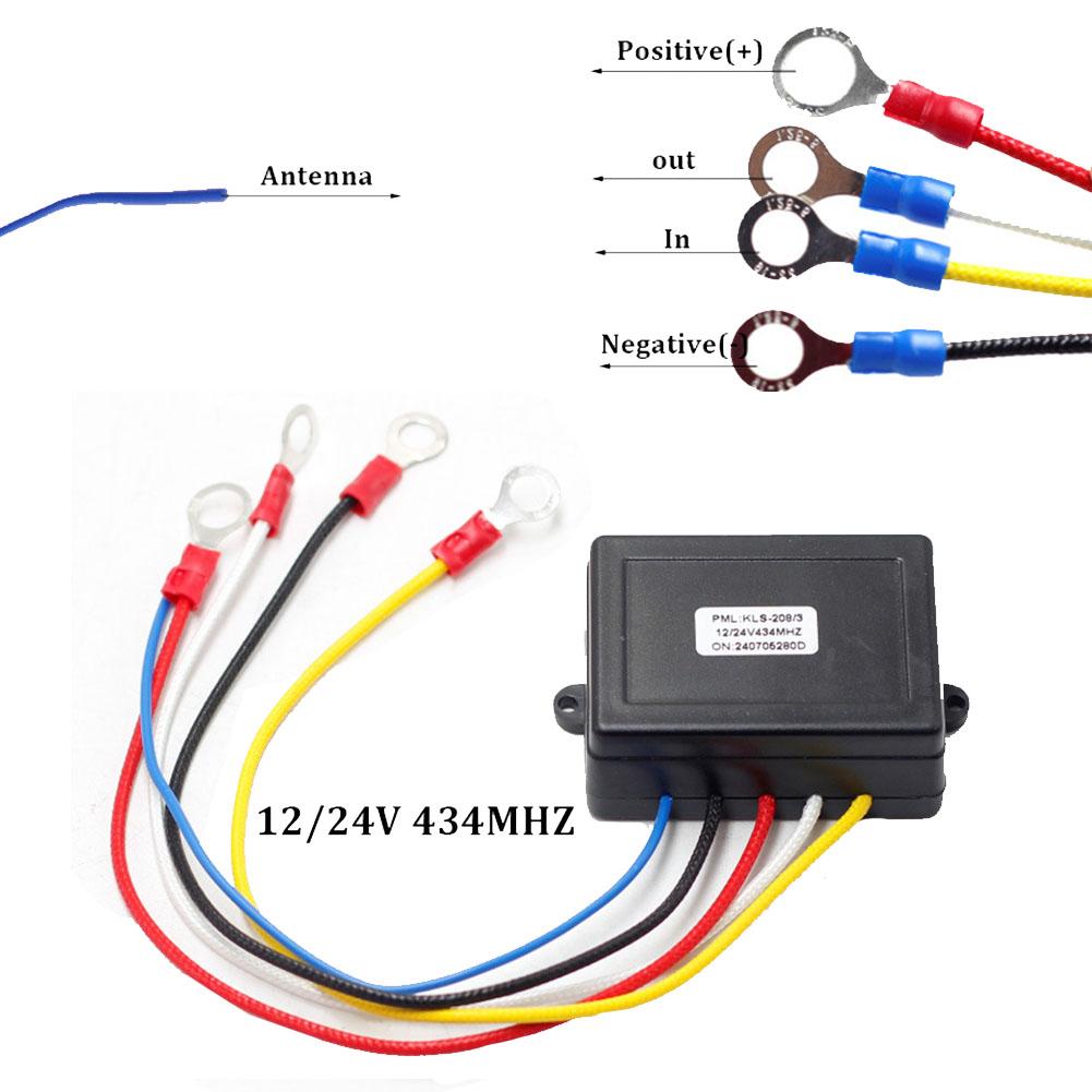 Wireless Winch Remote Control Kit 12V 24V with 434 MHz Receiver for For trucks SUVs UTVs and ATVs Drop Resistant Material