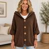 Damen Farbe Langarm Knopfleiste Kapuze Strickjacke Pullover für Herbst Winter