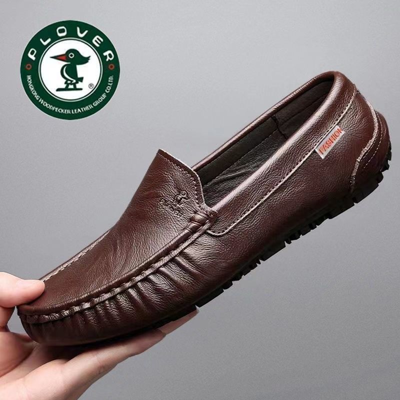 

Мужская обувь HyPLOVER 2024 года, новые кожаные дышащие повседневные кожаные туфли, мужские однопедальные шапочки с мягкой подошвой из мягкой кожи для вождения 45