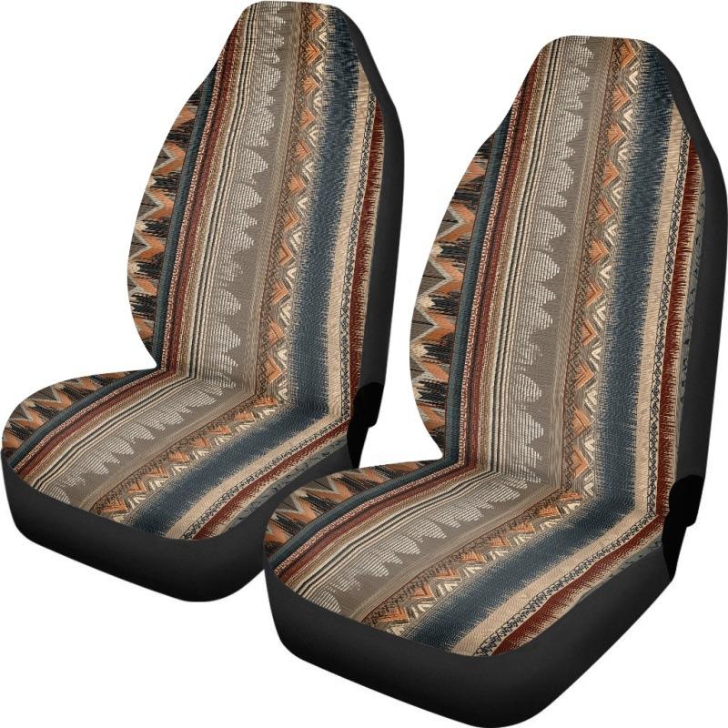 Car Universal Seat Cover Elastic Polyester Cloth Tribe Geometric Pattern Car Seat Cover