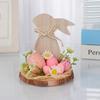 Wooden Easter Bunny Decoration Farmhouse Rustic Artificial Flower Colorful Egg Rabbit Table Sign Desktop Ornament Home Ornament