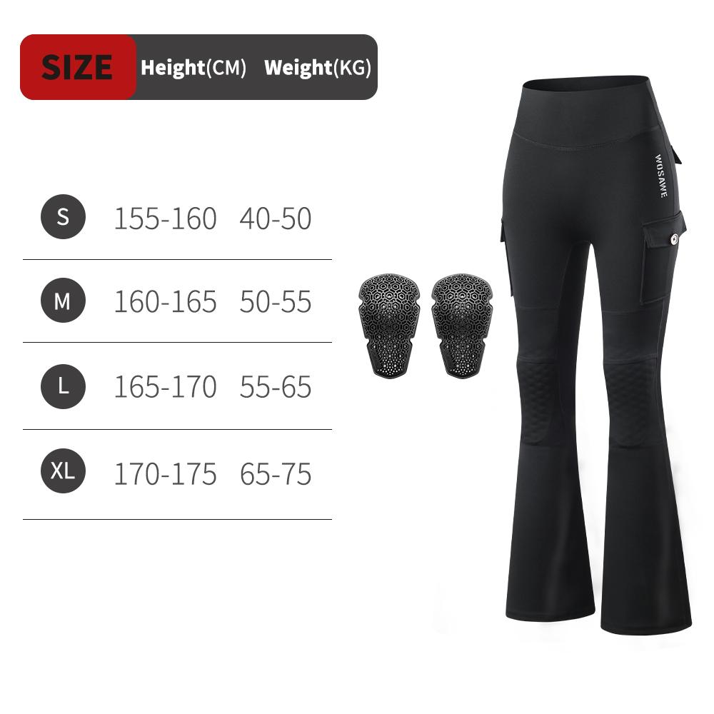WOSAWE Women Motorcycle Pants High Waist Stretch Motocross Riding Tights with Removable Knee Pads Fitness Flared Leg Pant