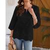 Fashionable Women's T-shirt Sexy Lace V-neck Top Three-quarter Sleeve Shirt