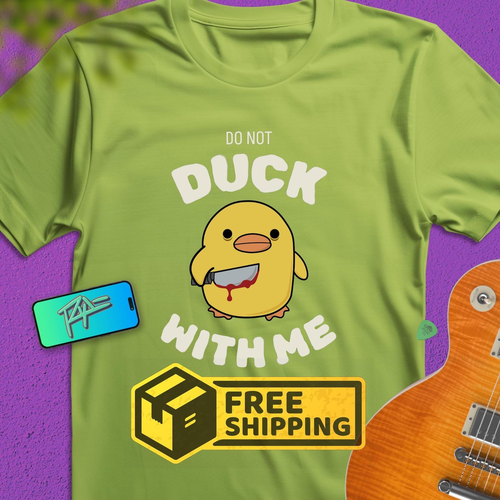 Funny Duck With Knife Graphic Tee: Sarcastic Humor T-Shirt S