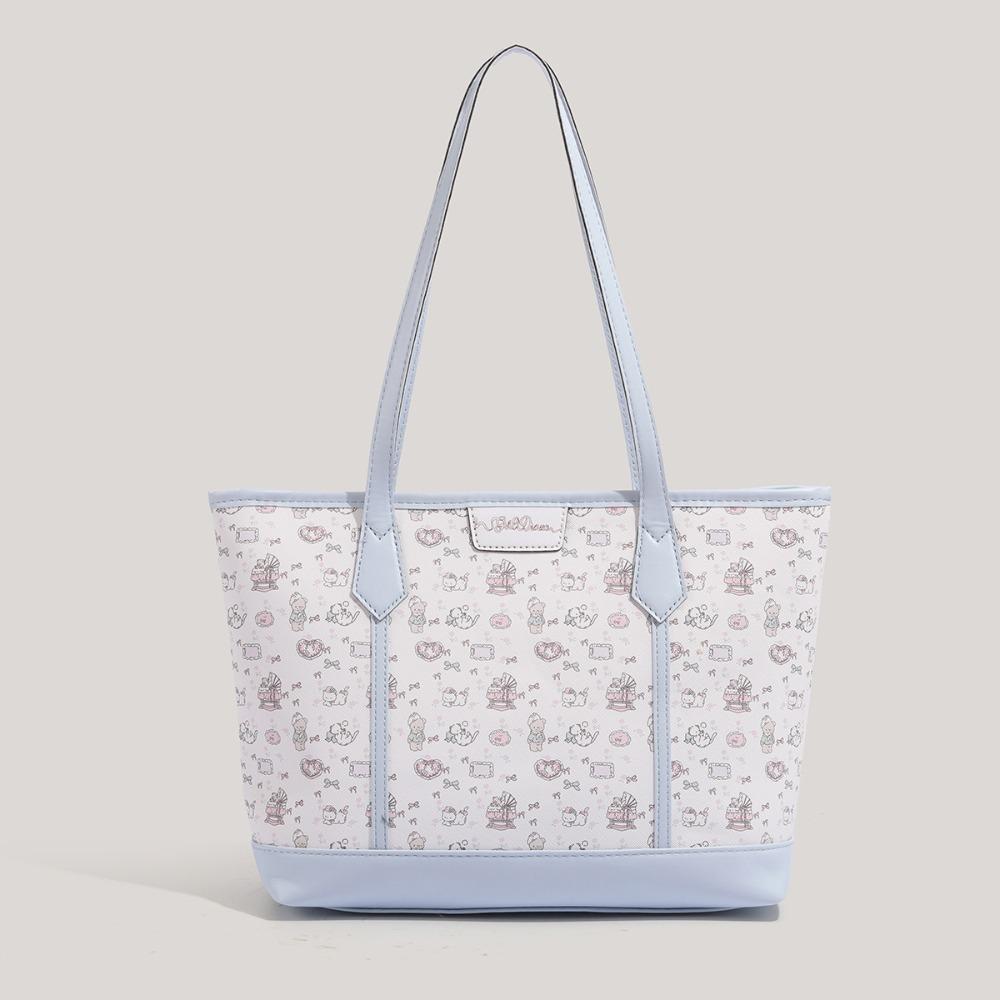 Cartoon Aesthetic Print Handbag PU Commuting Bag Kawaii Tote Bag  Casual Wear
