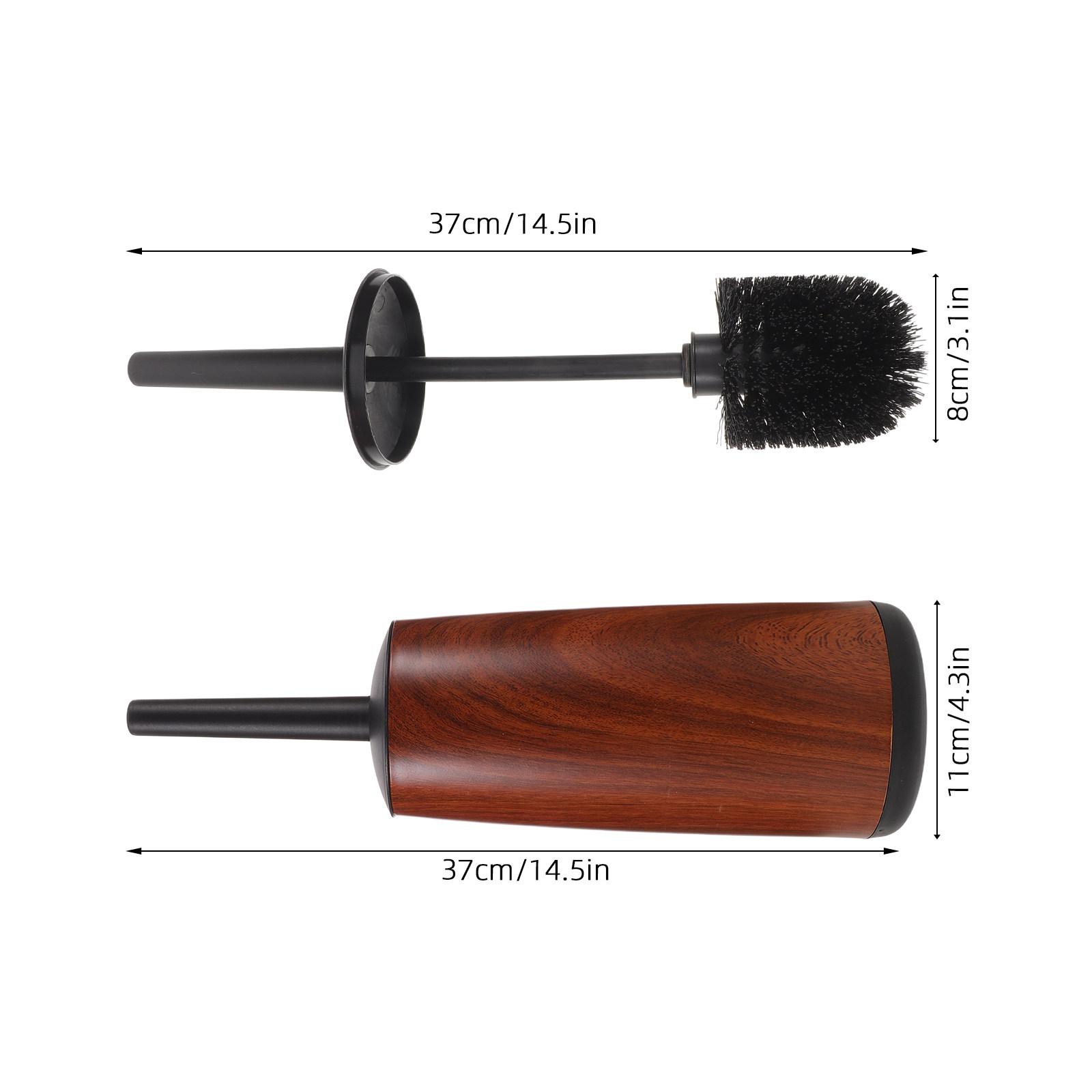 Long Handle Toilet Brush Covered Holder Wood Grain Design Household Bathroom Cleaning Tool Effective Toilet Bowl Scrubber Brush