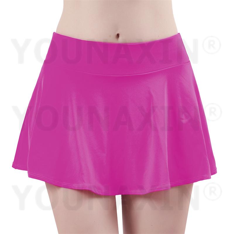 

Женские теннисные кюлоты с высокой талией, фитнес-юбка для тренировок, бега, йоги, бадминтона, спортивные шорты с подкладкой, для девочек, непрозрачные, быстросохнущие, S M L XL 2XL 2XL ярко-розовый
