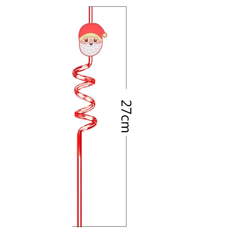 10-30PCS Christmas Party Straws Pvc Cartoon Santa Claus Snowman Personalized Straws Holiday Party Decoration Recyclable Straws