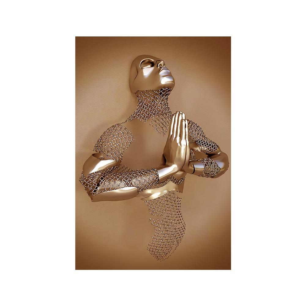 

3D современная металлическая фигурка, статуя, художественная картина на холсте, романтические абстрактные постеры и принты, настенные панно для гостиной, домашний декор 20x30cm