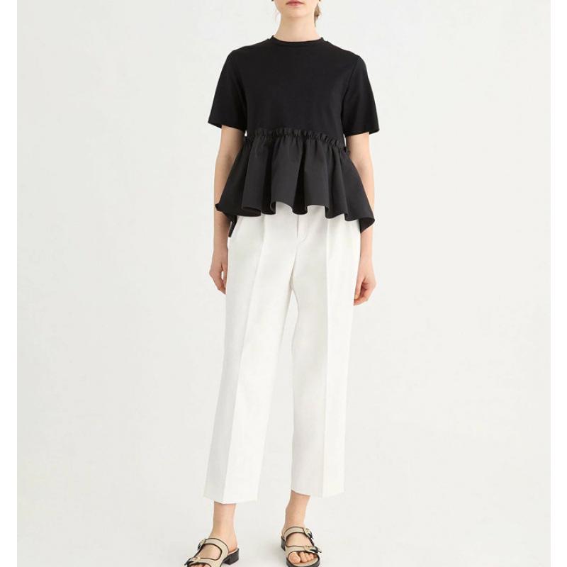 Japanese Style Women's Summer Patchwork Short Sleeve T-Shirt - Versatile Round Neck Top for Plus Sizes