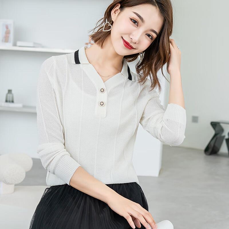 

Yiliteng Women s Slim-Fit Knitted Turn-down Collar Top XL